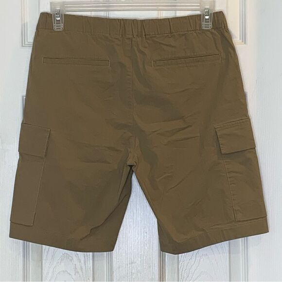 Theory Wilmar Drew Slub Poplin Shorts Size Small Cargo Brown - Picture 9 of 9